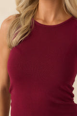 One Of Those Days Merlot Red Rib Knit Tank Top