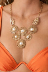 Like We Used To Gold Ivory Pearl Statement Necklace