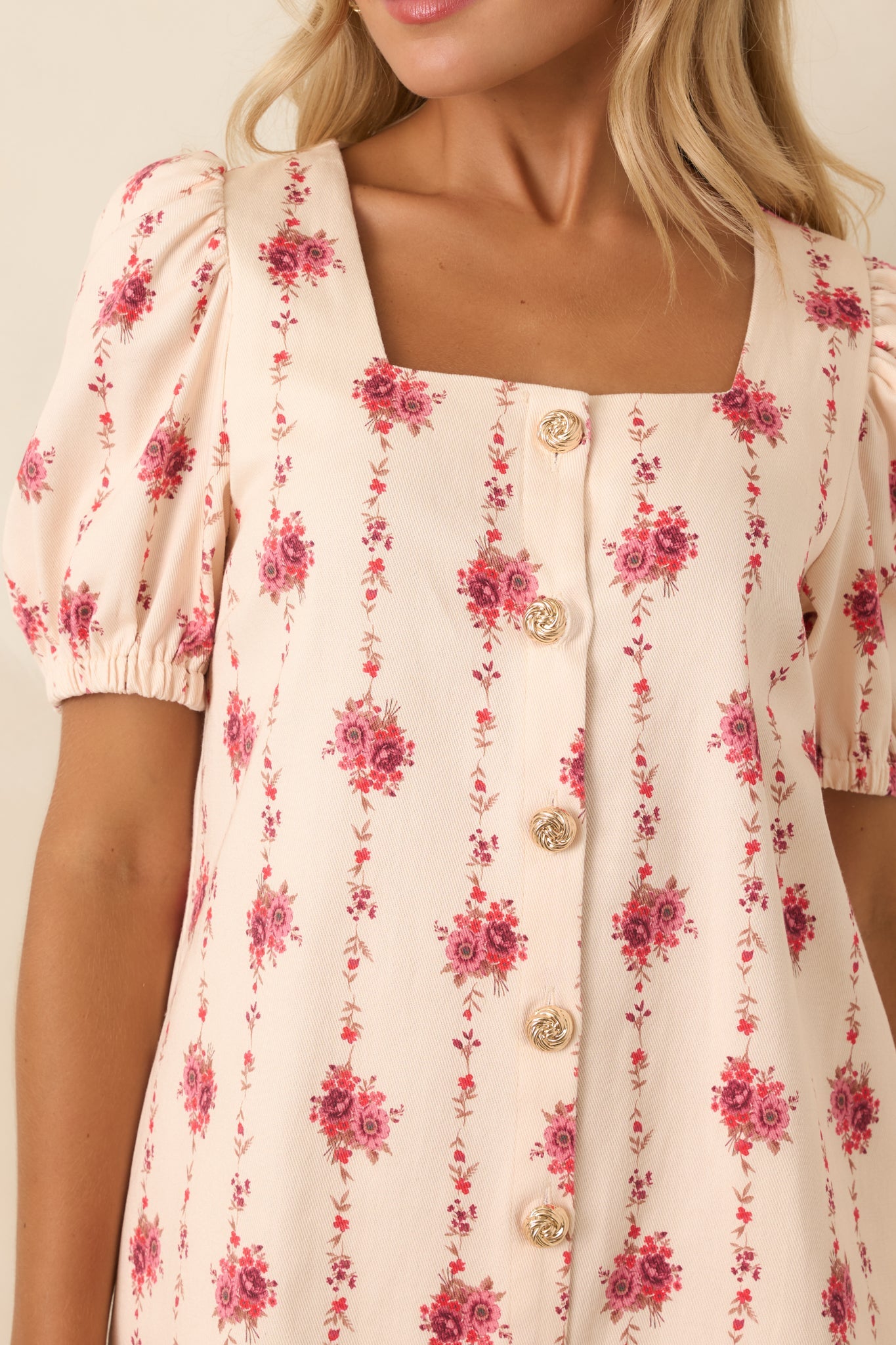 Garden Keepsake Ivory Floral Cotton Mini Dress