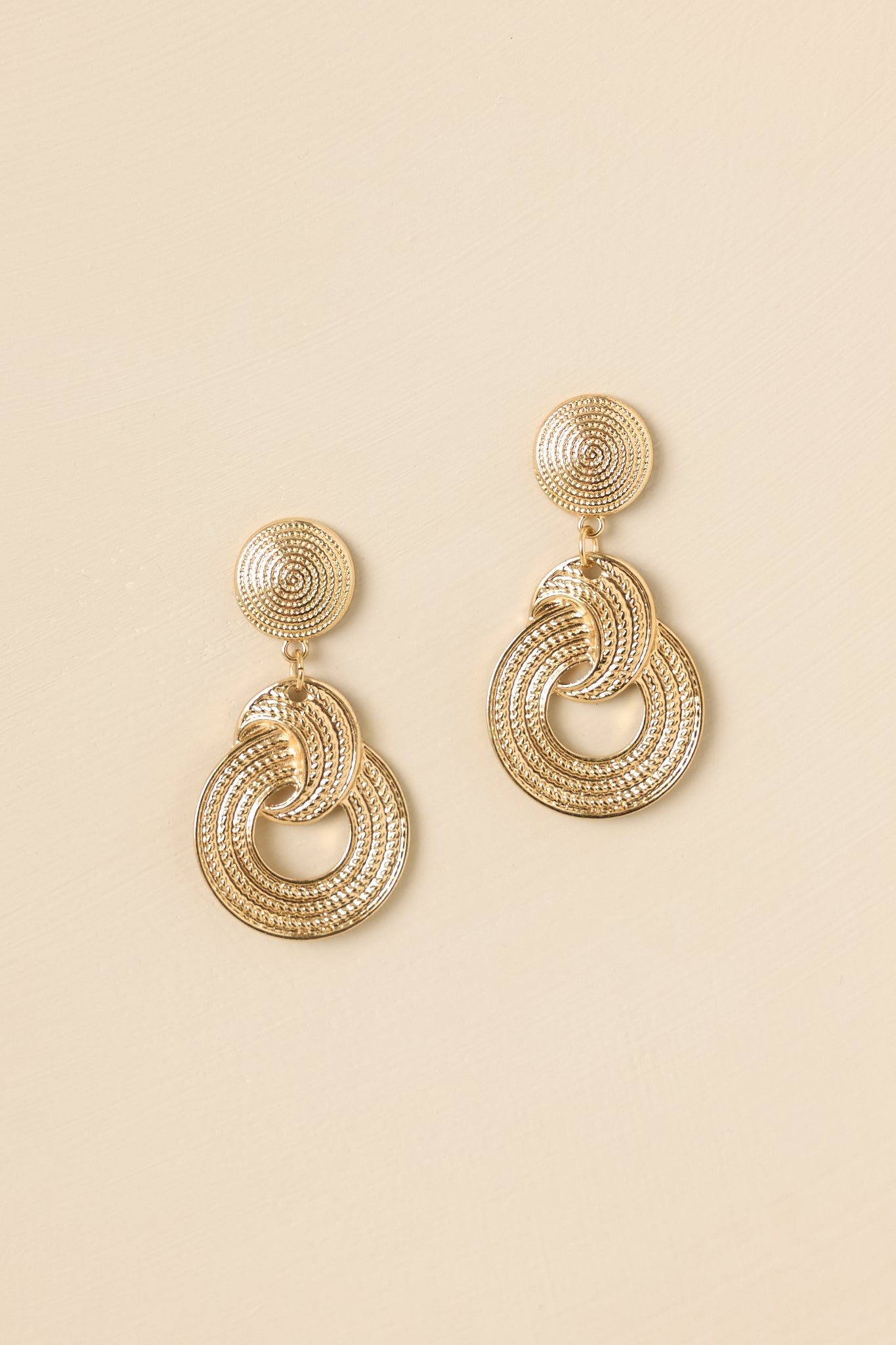 Hold It Right There Gold Textured Circle Drop Earrings