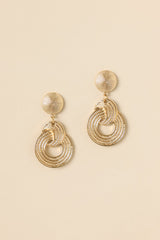 Hold It Right There Gold Textured Circle Drop Earrings