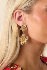Count Your Blessings Gold Flower Drop Earrings