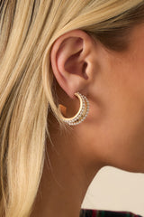 As Time Goes By Gold Faux Mini Pearl Lined Hoops