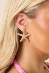 Stay by the Water Gold Starfish Drop Earrings