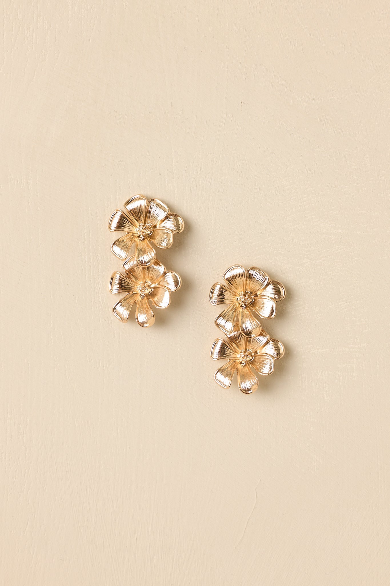Pick of the Garden Gold Sculpted Flower Drop Earrings