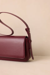 Don't Doubt Me Burgundy Faux Leather Baguette Handbag