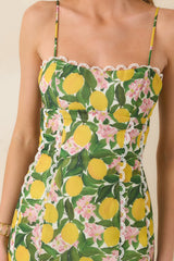 Squeeze the Day Yellow Multi Lemon Blossom Maxi Dress