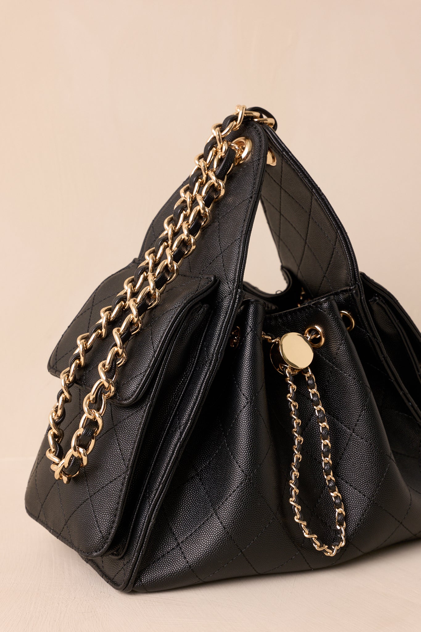 Promise Me Forever Black Quilted Faux Leather Purse