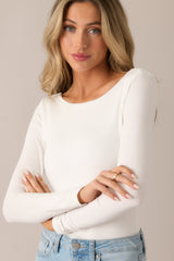 City Chic Ivory Long Sleeve Bodysuit