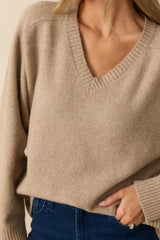 Z Supply Eloise Beige Knit V-Neck Sweater