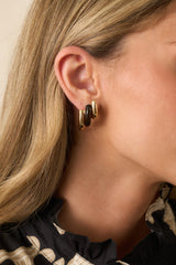 Just Enjoy It Gold Tortoise Shell Cascading Hoop Earrings