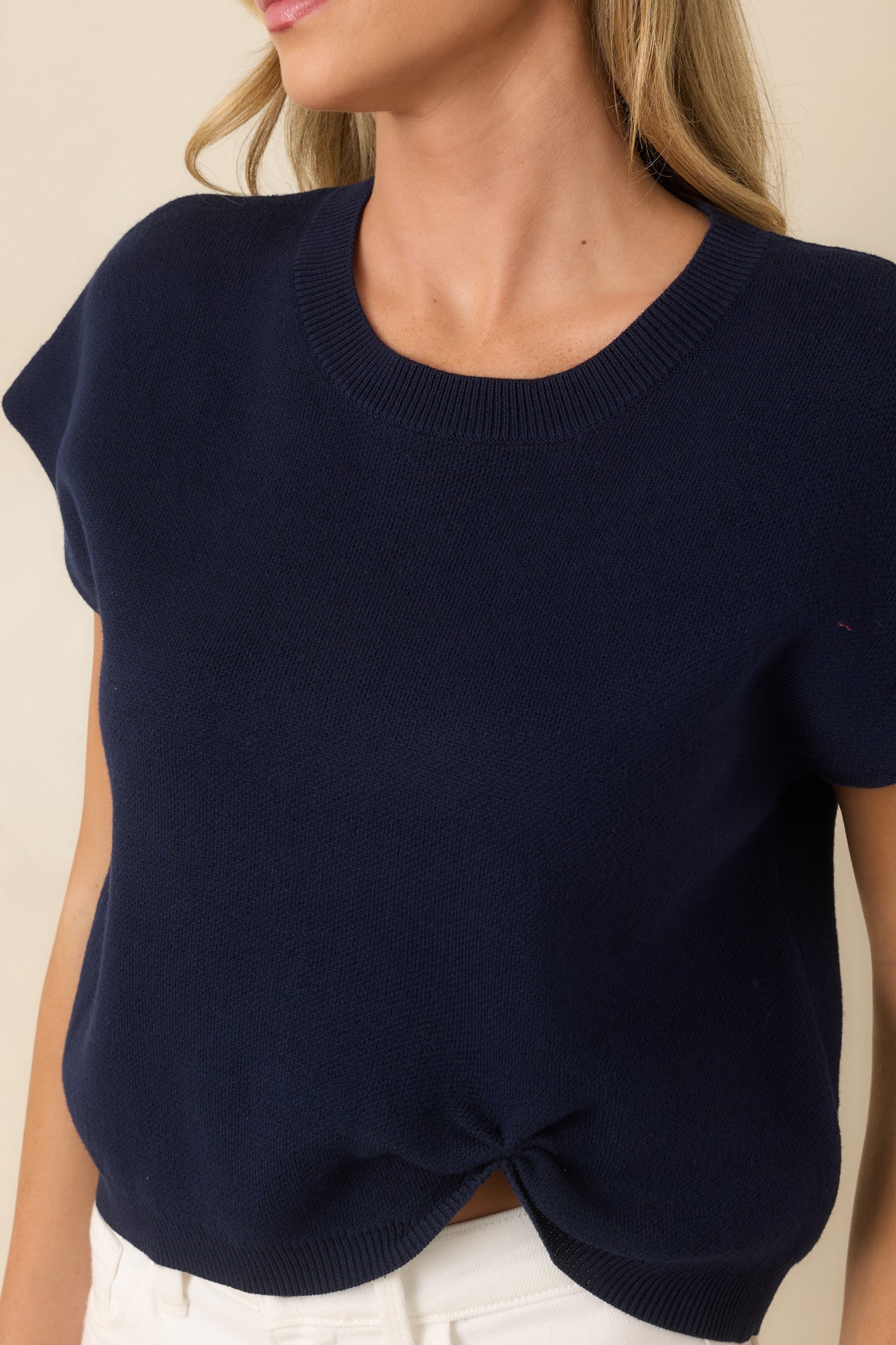 All Pulled Together Navy Knit Sweater