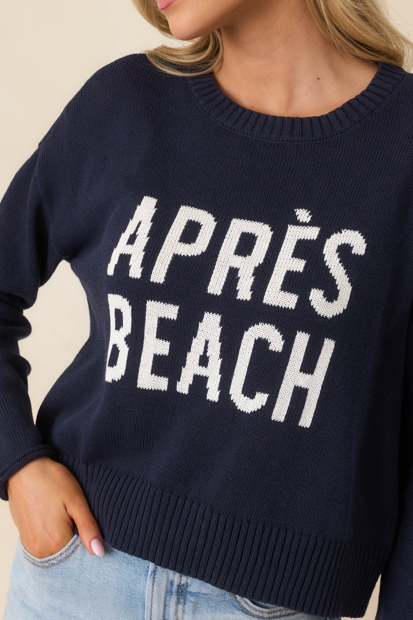 Z Supply Navy Blue Cotton Après Beach Sienna Sweater