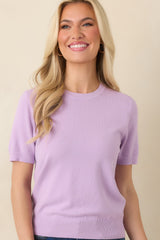 Always A Favorite Lavender Short Sleeve Knit Top