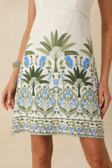 Palm Court Ivory Multi Floral & Palm Sleeveless Mini Dress