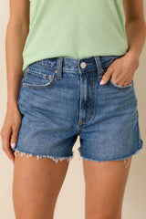 Z Supply Alex Dark Wash High Rise Cut-Off Cotton Denim Shorts