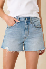 Z Supply Alex Light Wash High Rise Cut-Off Cotton Denim Shorts