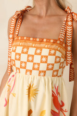 Born for the Beach Ivory Multi Tropical Zodiac Print Cotton Maxi Dress
