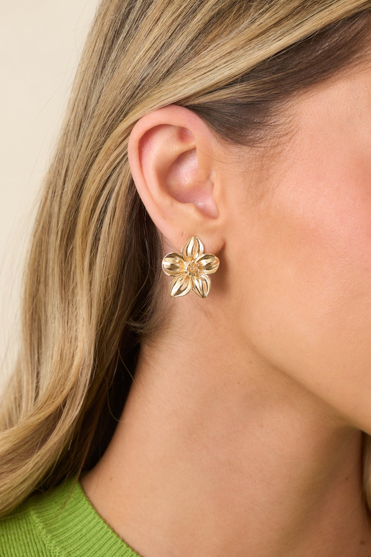 Oh, We're Glowing Gold Flower Stud Earrings