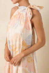 Naturally Radiant Ivory Multi Tropical Print Halter Maxi Dress
