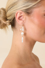 Twice as Nice Gold & Pearl Drop Earrings