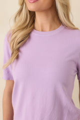 Always A Favorite Lavender Short Sleeve Knit Top