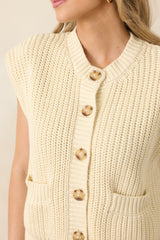 FRNCH Natalie Ivory Cotton Knit Button Front Cardigan
