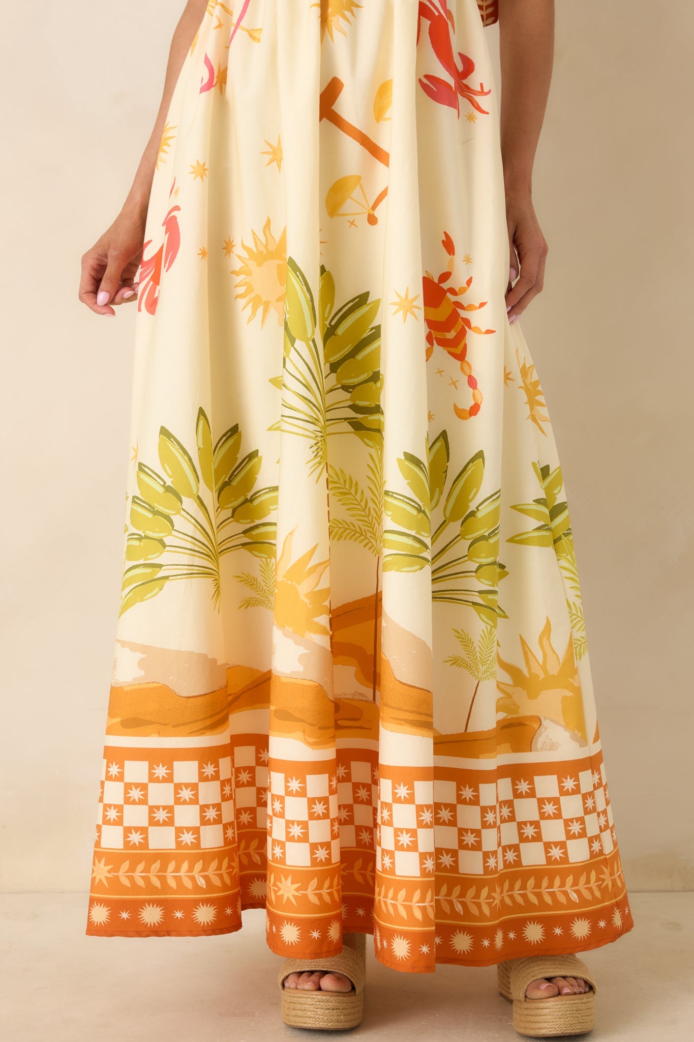 Born for the Beach Ivory Multi Tropical Zodiac Print Cotton Maxi Dress
