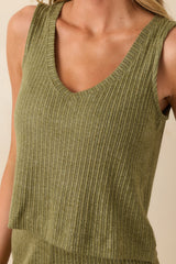 Z Supply Olive Green Sloane V-Neck Rib Tank