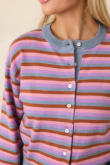 FRNCH Adria Light Blue Multi Stripe Cardigan