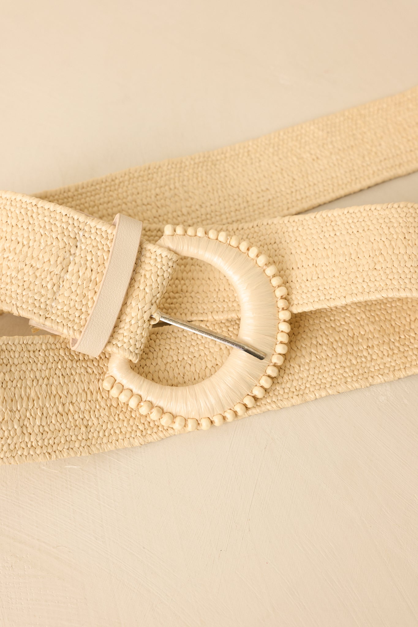 Riviera Ready Beige Woven Bead Accent Belt