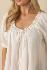 Chasing Sunshine White Puff Sleeve Flowy Blouse