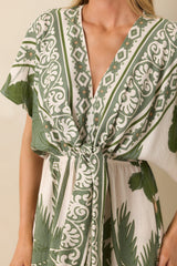 Leave Them Guessing Green Multi Tropical Print Jumpsuit