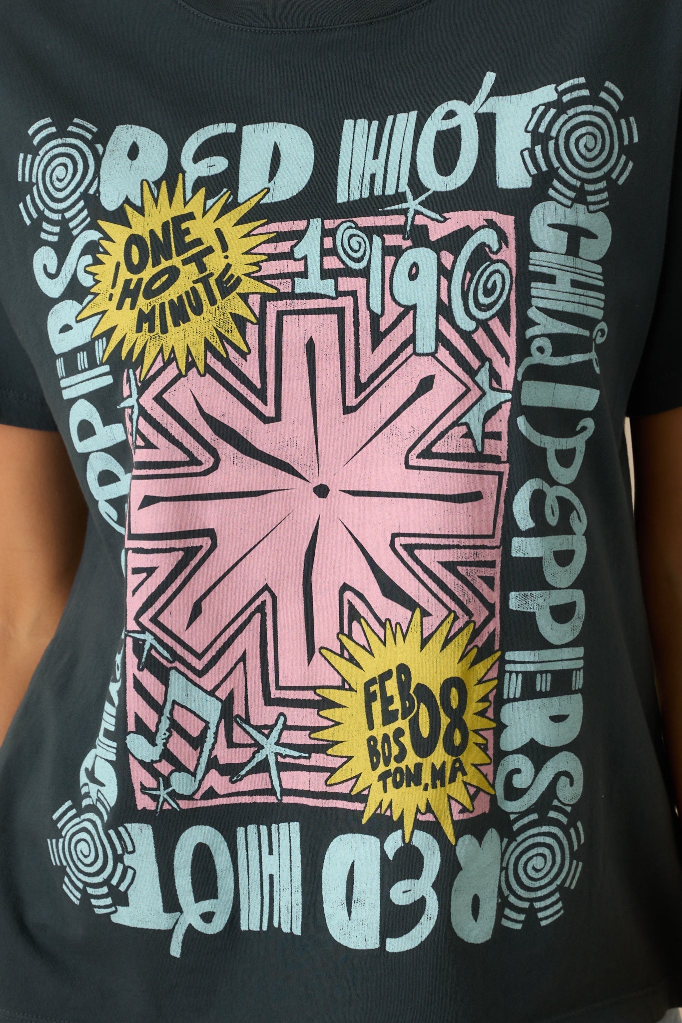 Red Hot Chili Peppers Black Cotton One Minute Boyfriend Tee
