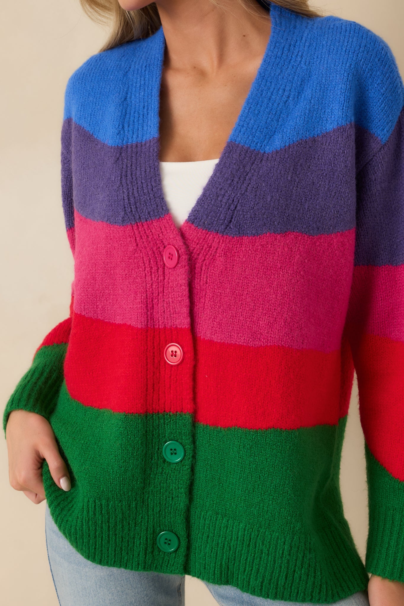 Color Me Happy Multi Colorblock Knit Cardigan