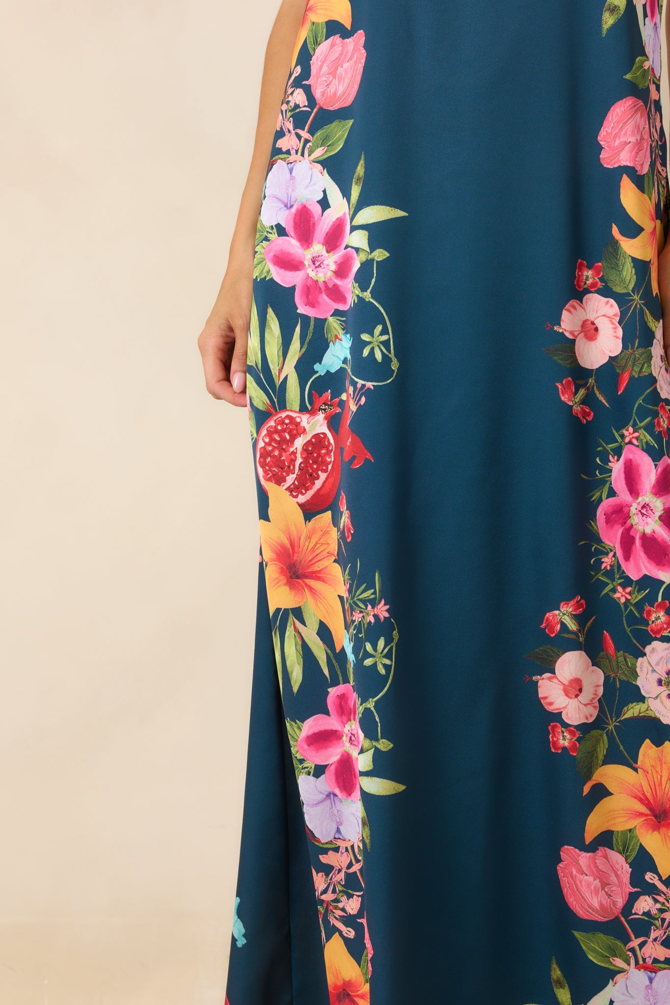Moonlit Tropics Navy Multi Floral Strapless Maxi Dress