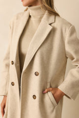 In Case You Need It Light Beige Double Breasted Longline Coat