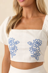 MINKPINK White Cotton Sonnet Embroidered Top