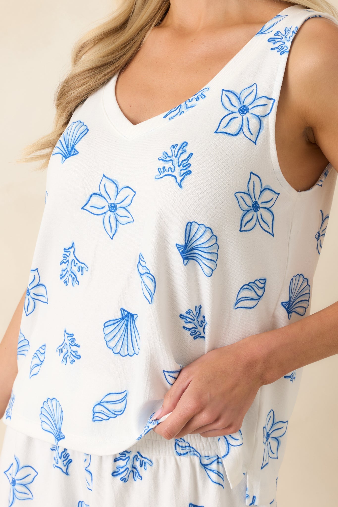 Z Supply Seahorse Set White & Blue Coastal Print Pajama Top