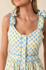 Hold Onto That Feeling Blue Floral Cotton Sleeveless Maxi Dress