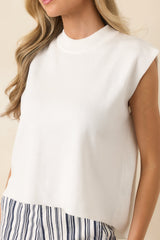 No Questions Asked Ivory Knit Sleeveless Mock Neck Top