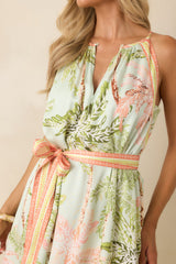 Cabana Morning Seafoam Green Palm Print Maxi Dress