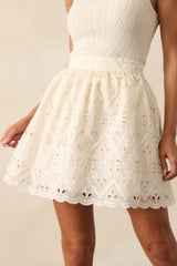 Meant To Be Yours Ivory Eyelet Embroidered Cotton Mini Skirt