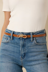 Roped In Cognac Brown Faux Leather Belt