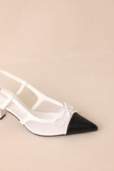 Step Stunner White And Black Kitten Heel
