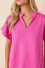 First Class Flirt Hot Pink Scalloped Hem Top