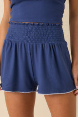 Z Supply Navy Dawn Smocked Whipstitch Shorts
