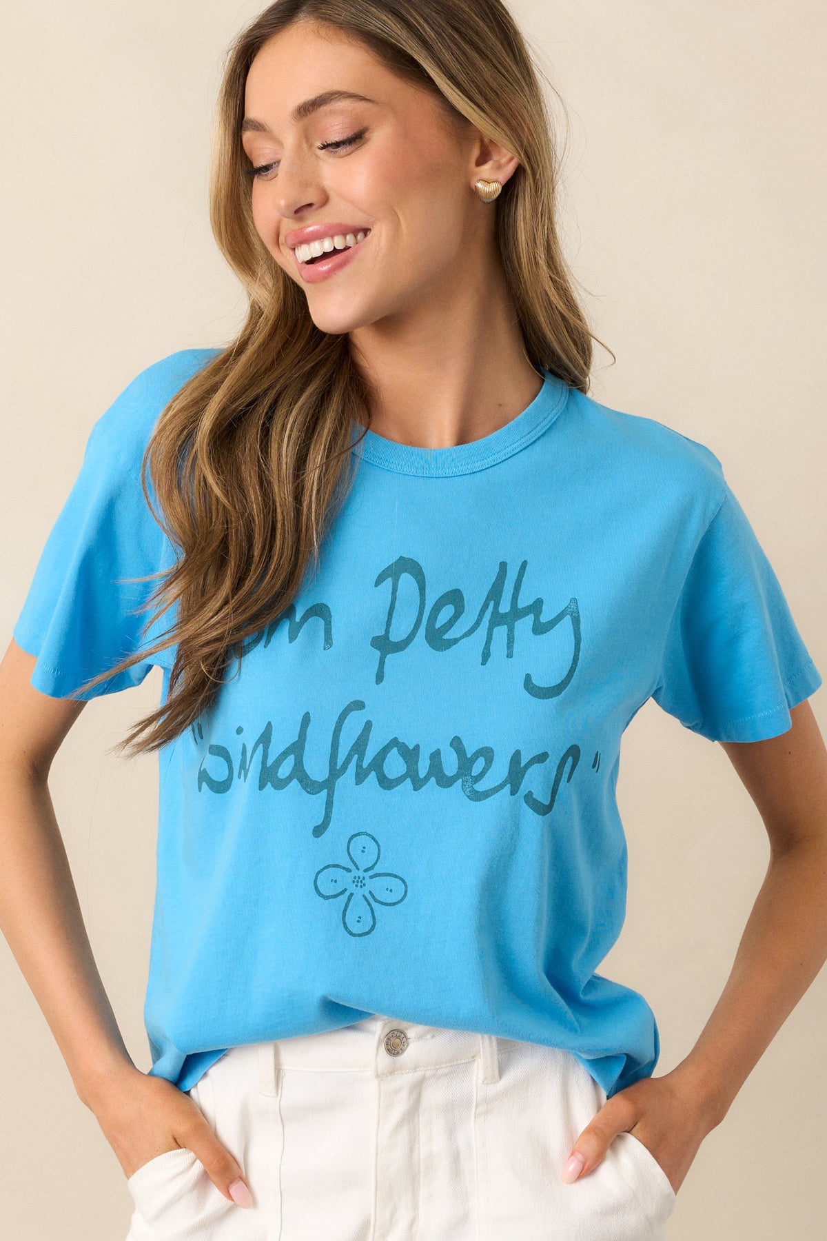 Tom Petty Ultra Blue Wildflowers Ringer Tee