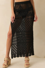 Where I'm Meant To Be Black Open Knit Cover Up Maxi Skirt