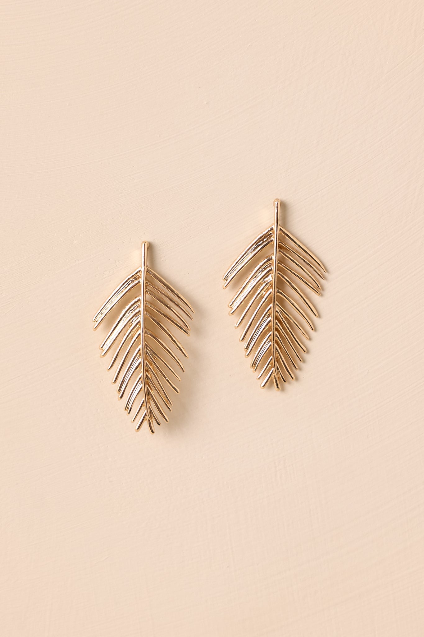 Somewhere With A Breeze Gold Palm Drop Earrings